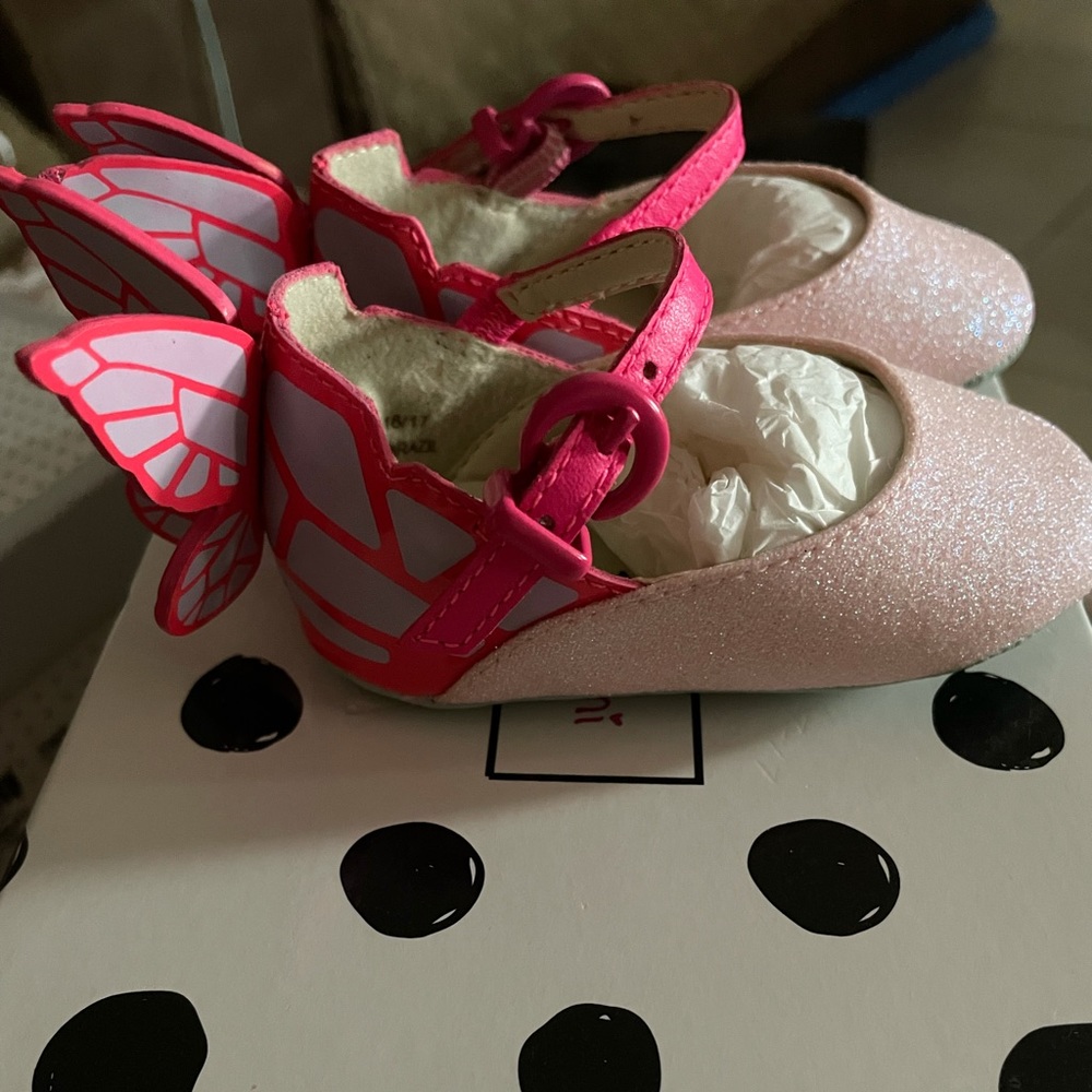 Sophia Webster Mini Butterfly Shoe glitter pink 6